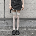 JK Girls Thigh High Stockings Women Hollow Out Sexy Lace Mesh Fishnet Stockings Knee High Socks Lolita Stocking Thigh High Socks balta