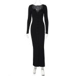 Europa ir Jungtinės Amerikos Valstijos, Vėjas, Moteri&scaron;ki drabužiai, 2025 Pavasaris Naujas, Seksualus Tyro Geismo Vėjas, U formos i&scaron;kirptė, Haltiurinis, Imitacija dviejų dalių, Ilgomis rankovėmis S juoda