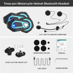 &bdquo;T Max Pro&ldquo; motociklo domofonas &bdquo;Bluetooth&ldquo; &scaron;almas ausinės, 6 motociklininkai BT 5.0 1200M FM variklio vidinis komunikatorius, ausinės