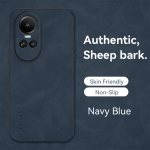 Prabangus avikailio odos dėklas Oppo Reno 10 Pro Plus 5g, skirtas Reno10 10pro, vyri&scaron;kas retro verslo galinis dangtelis Funda Reno 10 tamsiai mėlyna spalva