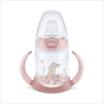 NUK Bambi mokomasis puodelis kūdikiams nuo 6 mėnesių su temperatūros indikatoriumi FDNK10743071B Buteliukas, 150 ml, su snapeliu, plastikinis, white