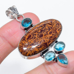 Natural Mariposite, Topaz 925 Sterling Silver Jewelry Pendant 2.40 s6u23