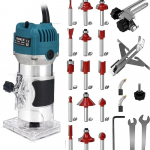 Daugiafunkcinis elektrinis medienos kra&scaron;tų apipjovėjas, rankinis graviravimo, griovelių frezeris, gręžimo, medienos apdirbimo freza, drožybos elektrinis įrankis Red+Milling cutter