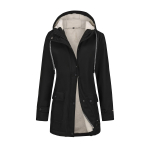 Moteri&scaron;ki tran&scaron;ėjai su gobtuvu, vėjo nepraleidžiantys, ilgomis rankovėmis, flisiniai paltai, atsparūs vandeniui, su užtrauktuku, rudeniniai žieminiai vir&scaron;utiniai drabužiai 3XL juoda