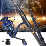 Me&scaron;kerės teleskopinės spiningo ritės 13+1BB su atsargine spirale Combo karpinių me&scaron;kerių rinkiniai Saltwater Pesca hws1.8m-zm20 mėlyna