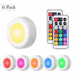 Tomshine DC5V 0.25W RGB LED spintelė Light Puck lempa 3 * AAA baterija maitinama 6 pakuotės