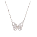 Les Tr&eacute;sors De Lily [Q2856] - Collier Argent 'Papillon' blanc argent&eacute; (rhodi&eacute;) - 15x11 mm
