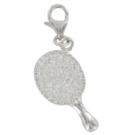 Les Tr&eacute;sors De Lily [Q4915] - Pendentif charm argent 'Miroir' blanc argent&eacute; (rhodi&eacute;) - 16x11 mm