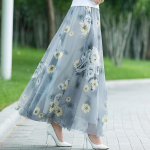 Sijonai su auk&scaron;tu juosmeniu Moteri&scaron;ki vasariniai rudeniniai elastingi juosmens Midi ilgi sijonai su ra&scaron;tu A-Line Mother Dance Sijonai Swing Chiffon Sijonas XL