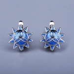 Mados žiedas moterims Mėlynos saulės gėlės formos auskarai Dailūs grožio vakarėliai Auskarai Vestuviniai nuotakos papuo&scaron;alai Rankų darbo emalis mėlyna