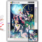 Deimantinė tapyba Sailor Moon Siuvinėjimas kryželiu Kalnų kri&scaron;tolo namų dekoras Full Round 20X30CM
