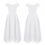 &Scaron;ventinės mergaičių vaiki&scaron;kos suknelės ilgos gėlėtos mergaičių suknelės &scaron;ifono vasaros vakarėlio suknelės pamergės vestuvinės &scaron;ventės i&scaron;leistuvių suknelės 9-10 Years balta