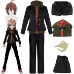 Anime Super Danganronpa Naegi Makoto Cosplay Kostiumas Perukas Vir&scaron;utinis Drabužis Vidinis Drabužis Kelnės Ženklelis Pilnas Rinkinys Mokyklinė Uniforma Helovino Apranga L-(Costume+Wig)