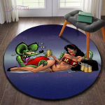 Retro Funny Rat Fink Kilimėlis Apvalus Kilimėlis Svetainės dekoras Mancave Kilimėlis Grindų Kilimėliai Kilimai miegamajam Kėdės Kilimėlis Dovanos tėčiui Diameter 60cm