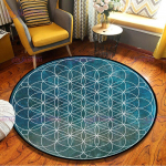 Geometriniai simboliai Gyvybės gėlė Apvalus kilimėlis &Scaron;ventas Dvasinis Prie lovos Miegamojo Neslystantis grindų kilimėlis Namai Svetainės dekoro kilimėlis Diameter 150cm