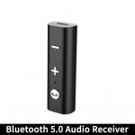 VAORLO automobilinis rinkinys mini imtuvas Bluetooth 5.0 belaidis adapteris su 3,5 mm AUX HD mikrofonu laisvų rankų įranga, skirta laidinėms ausinėms Automobilio namų laikmena juoda