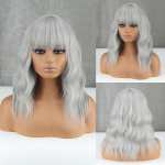 &bdquo;Miss Wig Brown Wavy Bob&ldquo; perukai moterims Sintetiniai perukai su kirpčiukais Natūralių plaukų perukai, atsparūs kar&scaron;čiui 35cm