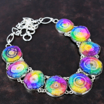 Rainbow Solar Quartz Druzy karoliai 925 sterlingų sidabro karoliai, reguliuojami grandinės karoliai, dovana moterims rankų darbo karoliai brangakmenių papuo&scaron;alai