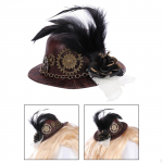 Punk gotikinė mini kepurė su &bdquo;Gear Feather&ldquo; plaukų segtuku ir galvos apranga