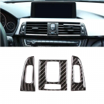 Tikros anglies pluo&scaron;to automobilio salono centrinio &scaron;oninio oro kondicionieriaus i&scaron;leidimo angos dangčio apdailos lipdukas skirtas BMW 3 4 serijos F30 F32 2013-2018 m. 3 pcs of center