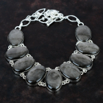 Sidabro blizgesio obsidiano karoliai Tikras brangakmenių karoliai 925 sterlingų sidabro karoliai, reguliuojami grandinės karoliai rankų darbo karoliai, dovana jai Adjustable