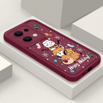 Linksmų Kalėdų Snowman Elk Print telefono dangtelis, skirtas Xiaomi 13T Pro 11T Poco F6 X6 Redmi Note 13 12 11 Pro 10 mink&scaron;tas matinis smūgiams atsparus TPU apsauginis dėklas Xiaomi 13T / 13T Pro juoda