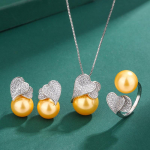 Huamei Jewelry &scaron;ampano aukso perlų pakabukas meilės cirkonio perlų karoliai S925 sidabro adatos perlų auskarai