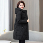&bdquo;Snow Wear&ldquo; žieminis paltas moterims, pūkinė striukė &scaron;ilta stora laisvalaikio žieminė striukė su gobtuvu Ilgas Parkas paltas XXXL juoda