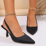 Madingi auk&scaron;takulniai sandalai 2024 m. vasaros nauja kolekcija Vienspalviai universalūs smailianosiai kasdieniai su dirželiu moteri&scaron;ki sandalai Zapatos De Mujer 36 juoda