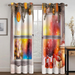 Kalėdinė dekoracija užuolaida 3D animacinis Kalėdų Senelis Kalėdų eglutė poliesterio audinio užuolaida Sniego senio ra&scaron;tas &scaron;ventinė atmosfera W132cm x H160cm&Hook
