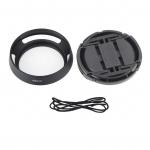 Lengvas metalinis ventiliuojamas fotoaparato objektyvo gaubtas su dangteliu priedu (49 mm)