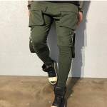 &Scaron;oninės ki&scaron;enės su užtrauktuku Juostelės Vyri&scaron;kos bėgimo kelnės Medvilninės Hip Hop Streetwear Sportinės kelnės Pie&scaron;tuko kelnės M