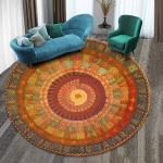 Kristalinis apvalus boho svetainės kilimas Etninio stiliaus pilnas dangalas Miegamojo studijos grindų kilimėlis Namų supamasis krėslas neslystantis kilimas 120X120cm