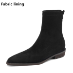 Madingi moteri&scaron;ki ankle boots briti&scaron;ko stiliaus didelio dydžio su užtrauktuku elastiniai batai kasdieniai veliūriniai europieti&scaron;ki amerikieti&scaron;ki batai moterims kasdieniam ne&scaron;iojimui biuro lady avalynė 34 black