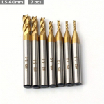 7 vnt./11 vnt. frezų 4-pjūvių titanu dengtas HSS galinis frezavimo staklių rinkinys 1,5-10 mm CNC mar&scaron;rutizatoriaus antgalis medžio, plieno frezavimui 7pcs
