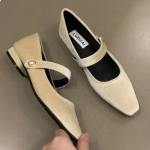 Vienas batas Moteri&scaron;kas 2025 m. Pavasario ir Rudens Naujas Prancūzi&scaron;kas Retro Suede Moteri&scaron;kas Batas Madingas, Prabangus, &Scaron;velnus Vienas Batas 35 abrikosas