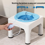 Sėdimoji kėdutė be pritūpimų sėdimajai voniai: Hemorojaus palengvinimas, pogimdyminis prausimasis ir sėdimoji vonelė. Basin + Electric Rinser mėlyna