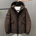 Didelio dydžio 5XL-11XL madingas vyri&scaron;kas didelio dydžio parkas žieminis paltas su gobtuvu kasdienis laisvas storas &scaron;iltas žieminis &scaron;varkas 11XL ruda