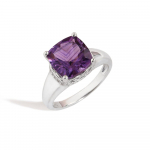 Klasikinio dizaino 925 prabos sidabro moteri&scaron;kas žiedas su natūraliu 10,0 mm Brazilijos ametistu, puikus papuo&scaron;alas festivaliui, gimtadienio dovanoms US RING SIZE:7# violetinė