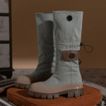 Rudens Pusiau blauzdos Džinsiniai Batai Moterims Retro Stambios Platformos Ilgaauliai Moteri&scaron;ki Užtraukiami Storo Kulno Cargo Batai Ki&scaron;enės Dekoracija 40 džinsinio mėlyna spalva