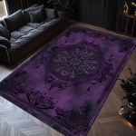 Violetinis Gothic kilimas, Tamsus eleganti&scaron;kas barokinis kilimas, Puo&scaron;nus viduramžių mandalos ra&scaron;tas, Retro įkvėptas svetainės dekoras 60*90cm