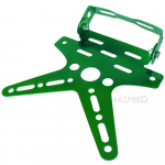 Aliuminio lydinio universalaus motociklo valstybinio numerio laikiklio tvirtinimo kron&scaron;teinas Reguliuojamas registracijos numerio dangtelis Moto žalia