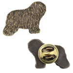 Polish Lowland Sheepdog, PON, Valee Sheepdog I - Dog brooch in a gift box, elegant pin, lapel pin for Art-Dog brand jacket sidabras