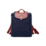 Longchamp Le Pliage 26 Užsegimas spaudėmis ir užtrauktuku Drobė ir odos apdaila Kuprinė Moteri&scaron;ka kuprinė Tamsiai mėlyna 1699089P68 Basic Set (Bag)