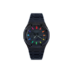 CASIO Vyri&scaron;kas skystųjų kristalų, analoginis dvigubo ekrano serijos juodas laikrodis GA-2100-1A1(Watch8--) Full Frost Black Rainbow
