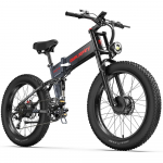 Elektrinis dviratis sulankstomas Dukawey BST-6 1000Wx2 variklis pilna pakaba 48V 17.5AH 26 storos padangos Ebike suaugusiems Spalvotas LCD ekranas juoda/raudona