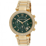 Michael Kors MK6263 Parker Žalias Ciferblatas Chronografas Moteri&scaron;kas Laikrodis 39mm auksas