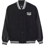 Vans Varsity Club Bomber Jacket Loose Stripe Letter Print Jacket Moteri&scaron;ka Striukė Juoda VN000GJRBLK S