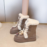Moteri&scaron;ki rai&scaron;teliais didelio dydžio žieminiai &scaron;ilti sniego batai su storu padu, pamu&scaron;alu ir kailiu, ankle boots, neslystantys, sportiniai medvilniniai batai žygiams 36