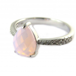 Bague Argent 'Princesse Opale' rose opalescent blanc argent&eacute; (rhodi&eacute;)